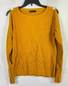 Ann Taylor Womens Sweater Boat Neck Wool Blend Button Detail Gold Size Small - Imagen 1 de 8