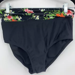 Swimsuits for all 10 bottoms bikinis high waist swim bottom black floral NEW - Picture 1 of 4