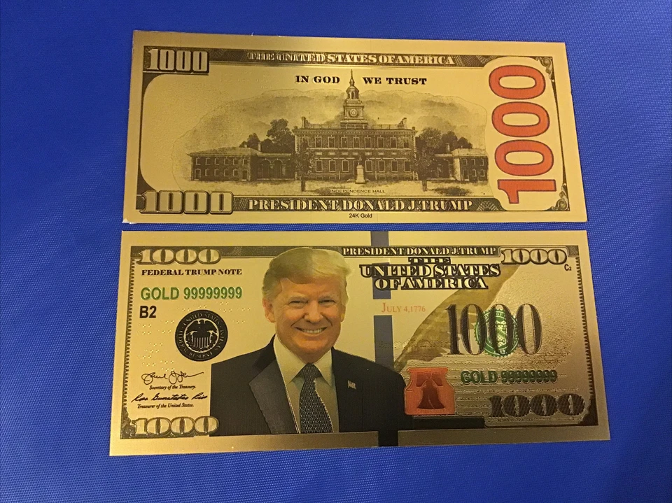 Donald Trump One Thousand Dollars Novelty Currency 24K Gold Plated - Image 1 of 1