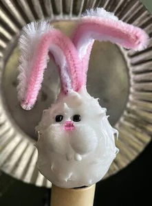 Spring Easter Whimsical Hand-dipped White Bunny Head Silicone Bulb Reusable - Picture 1 of 5