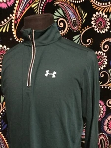 Under Armour Run Heatgear 1/4 Zip Pullover Shirt Mens L Green Fitted NWOT - Picture 1 of 6
