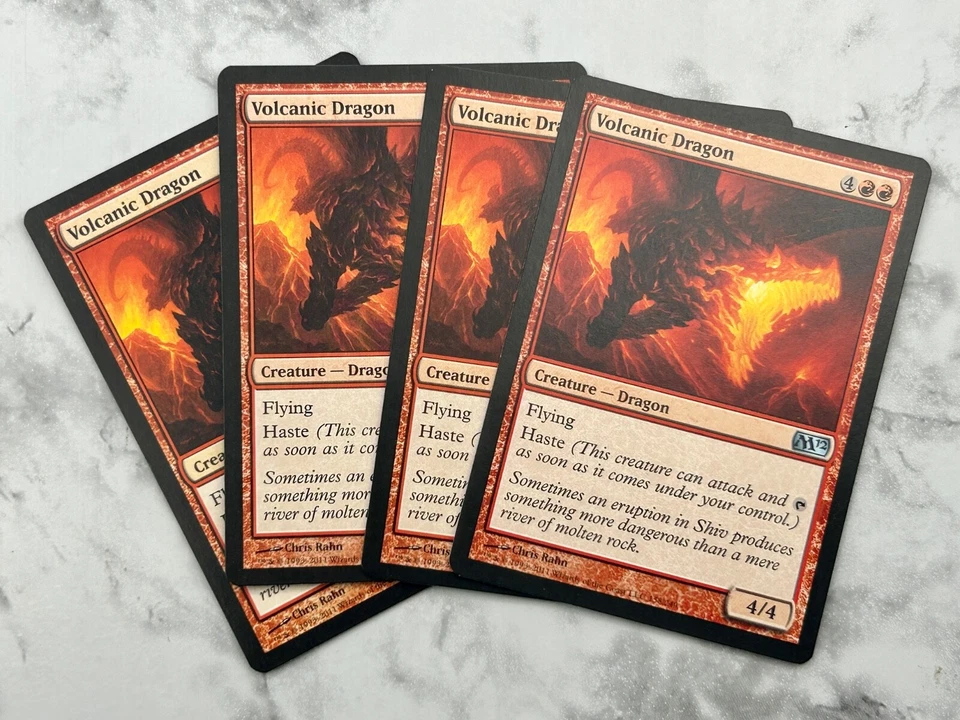 4x Volcanic Dragon x4 Core Set 2012 M12 - MTG Magic- 4 Card Playset - NM / LP - Image 1 of 1