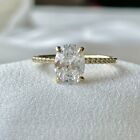 2.10Ct Oval Cut Simulated Diamond Solitaire Engagement Ring 14K Yellow Gold Over