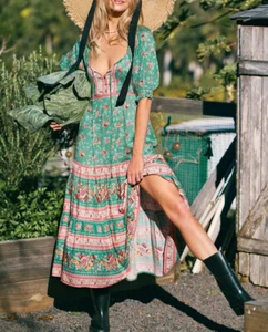 Vestido bohemio estampado floral manga corta - Imagen 1 de 21