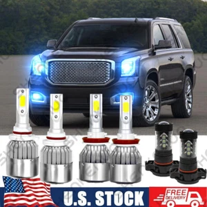 For GMC Yukon 2015 2016 - 8000K LED Headlights Hi-Lo beam + Fog Bulbs Kit Qty 6 - Picture 1 of 9