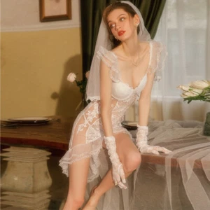 Lingerie sexy donna uniforme in pizzo abito cosplay costume babydoll set abbigliamento - Foto 1 di 6
