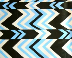 Over 1 Yard Brown Blue Broken Chevron Cotton Blend Upholstery Fabric 38" X 57" - Picture 1 of 2
