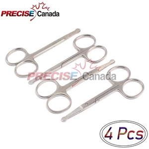 4 Pcs 3.5" Straight Mustache Nose Ear Hair Remover Scissors Trimmer - Picture 1 of 1