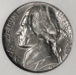 1969 D NGC MS62 Struck Thru Cloth Nickel Mint Error the "Hair Net Jefferson" - Picture 1 of 4
