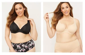 New Women’s Plus Size Catherines Uplifting Plunge Bra Nude Black - Picture 1 of 14