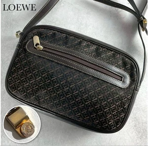 LOEWE Bolso de Hombro de Lona Anagrama Monograma Cuero Marrón Elegante de Japón - Imagen 1 de 10
