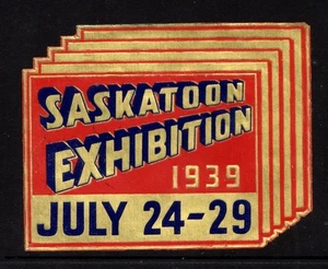 Canada - Gold Foil Label, Deco Style, Saskatoon Canada Exhibition, 1939 - MNH - Picture 1 of 1
