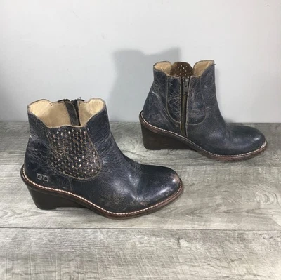 BED STU Condesa Cuña Chelsea Cuero Envejecido Mujer Botines Talla 8 Foto 1 de 4