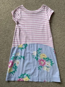 JOULES girls summer Dress 9-10yrs White & pink striped/ pink yellow blue floral - Picture 1 of 7