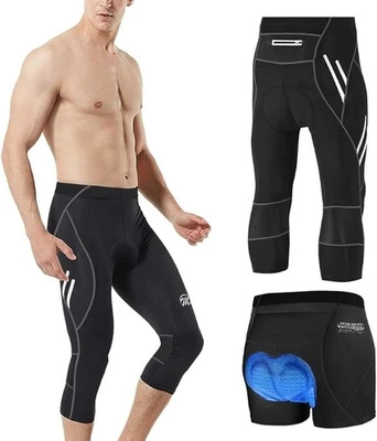 NWT MEETWEE Men's Cycling 3/4 Tights Pants. Padded Compression Pants, Black, M - Image 1 of 4