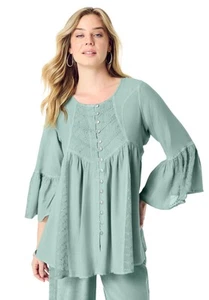 Roaman's Women's Plus Size Taylor Acid Wash Big Shirt - Picture 1 of 13