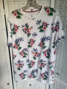 T-shirt uomo denim e fiori Ricky Singh floreale taglia large slim fit usata - Foto 1 di 9