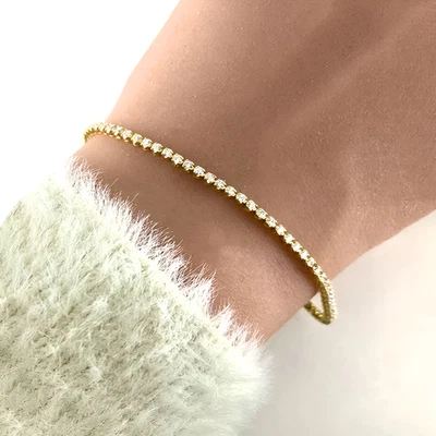 Gold Womens Tennis Bracelet Certified Lab Grown Diamond Round 2 Carat 18K Yellow - Image 1 of 4