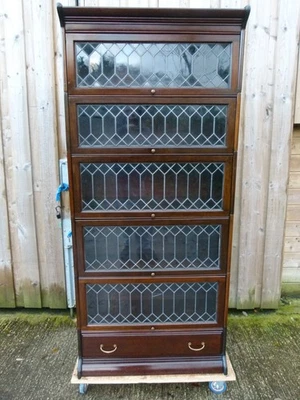 LARGE 6 SECTION MINTY C1910-20 WONDERFUL OAK & LEADED GLASS BARRISTERS BOOKCASE - Image 1 of 4