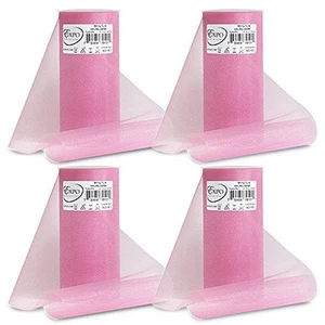 Pack of 4 Premium Shiny Spools of 6 Inch X 25 Yards | Pink Tulle - Picture 1 of 6