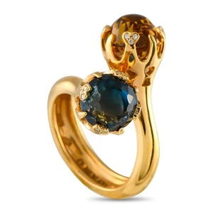 Pasquale Bruni Sissi Oro Amarillo 18K 0.15ct Diamante, Topacio y Bypass Citrino... - Imagen 1 de 3