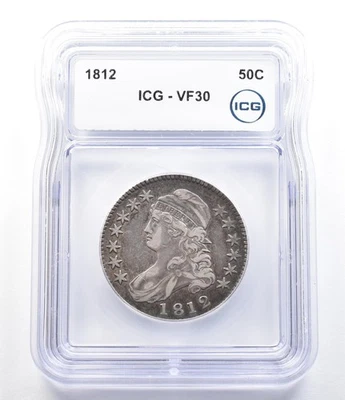 1812 Capped Bust Half Dollar VF30 ICG *6946 - Image 1 of 3