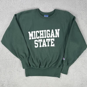 VTG 90s Champion Michigan State Reverse Weave Crewneck Sweatshirt Small Green - Picture 1 of 19