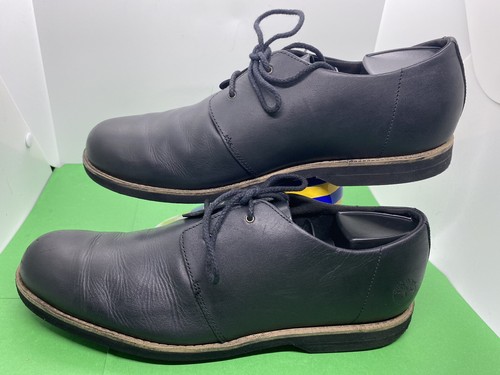 Scarpe eleganti casual Oxford Timberland da uomo in pelle nera stringate taglia 10