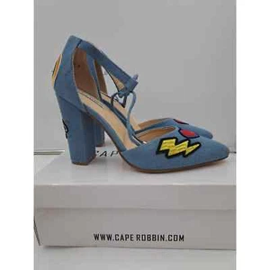 READ Cape Robbin Boho Western Denim Patches block high heel pointy toe Shoes 10 - Picture 1 of 11