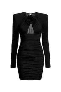 NEW H&M HM h m MAGDA BUTRYM Rose Appliqué Shoulder Pad Dress extra small xs - Picture 1 of 1