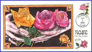 USA1 #2492 U/A COLLINS HAND PAINTED FDC Pink Rose - Picture 1 of 1