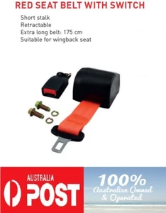 SEAT BELT WITH SAFETY SWITCH - RED - WORK-SAFE APROVED - FORKLIFT PARTS. - Picture 1 of 5