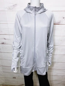 Mondetta Damen Jacke mit Kapuze Gr. XXL weiß grau durchgehender Reißverschluss Langarm Daumenlöcher - Bild 1 von 10