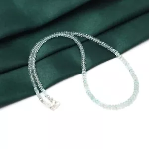 Collana girocollo donna perle pietre preziose rondelle sfaccettate acquamarina blu 3-4 mm 18" - Foto 1 di 12