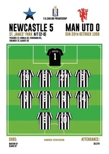 Newcastle 5 Manchester Utd 0 A4 Match Print - Picture 1 of 1