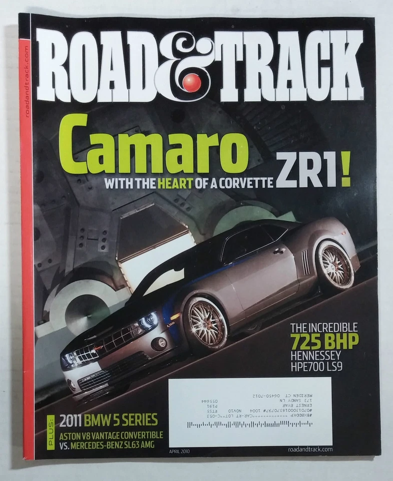 ROAD & TRACK CAR MAGAZINE 2010 APRIL CAMARO ZR1 HENNESSEY LS9 CORVETTE 725 HP Foto 1 de 1