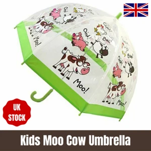 Kids FARM YARD PVC Dome Bubble Umbrella With Animal Print For School Brolly - Picture 1 of 2