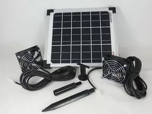 10 W Solar Gewächshaus Ventilator m. 2 Lüfter Belüfter Belüftung Modulhalterung - Bild 1 von 2