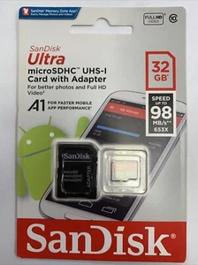 SanDisk Ultra 32GB 98MB/s Micro SDHC UHS-I Card With Adapter - Picture 1 of 2