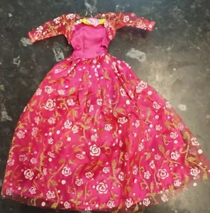 Fuchsia Pink with Sleeves Made for 11.5" dolls ball gown dress UKSeller Free P&P - Picture 1 of 4