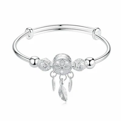 925 Silver Dream Catcher Feathers Bracelet Bangle Women Ladies  Jewelry Hot - Image 1 of 4