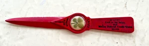 VTG Red Bakelite Letter Opener Lucky 4 Leaf Clover McCoy Federal Credit Union - Picture 1 of 5
