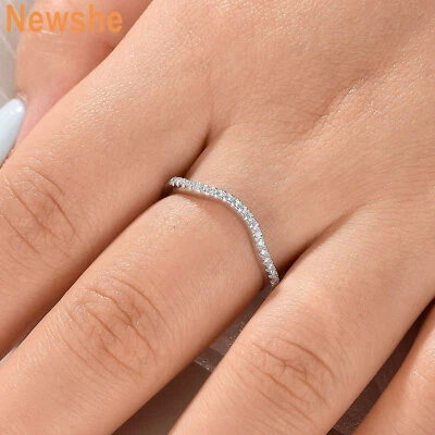 Newshe Moissanite Ring Band for Women 925 Sterling Silver Curved Wedding Band - Image 1 of 4