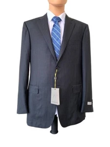 $1995 Canali Para Hombre Gris Lana Rayas Abrigo Deportivo Traje Chaqueta Blazer Talla 52 7 L - Imagen 1 de 3