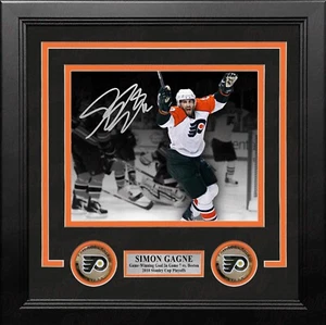 Simon Gagne Flyers GWG Game 7 Autographed 8x10 Framed Photo JSA PSA Pass - Picture 1 of 1