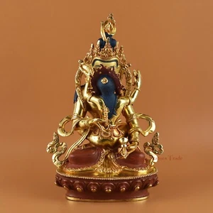 24 K Gold vergoldete handgeschnitzte Vajrasattva Shakti Kupfer Statue aus Patan, Nepal - Bild 1 von 5