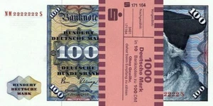 10 x 100 DM, Deutsche Mark, Geldscheine 1980, mit Banderole - Reproduktion - Bild 1 von 1