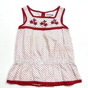 Original Kinder Oshkosh 2 T Schößchen Shirt Kleinkind Mädchen ärmellos rot gepunktet - Bild 1 von 6