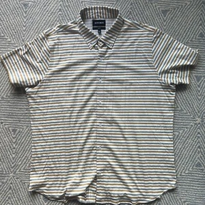 Bonobos Short Sleeve Button Shirt - White/Gray/Brown - XXL Slim Fit - Picture 1 of 3