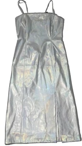 Steve Madden silber metallic Kunstleder ärmelloses Midi-Kleid Größe M neu mit Etikett $ 99 - Bild 1 von 5